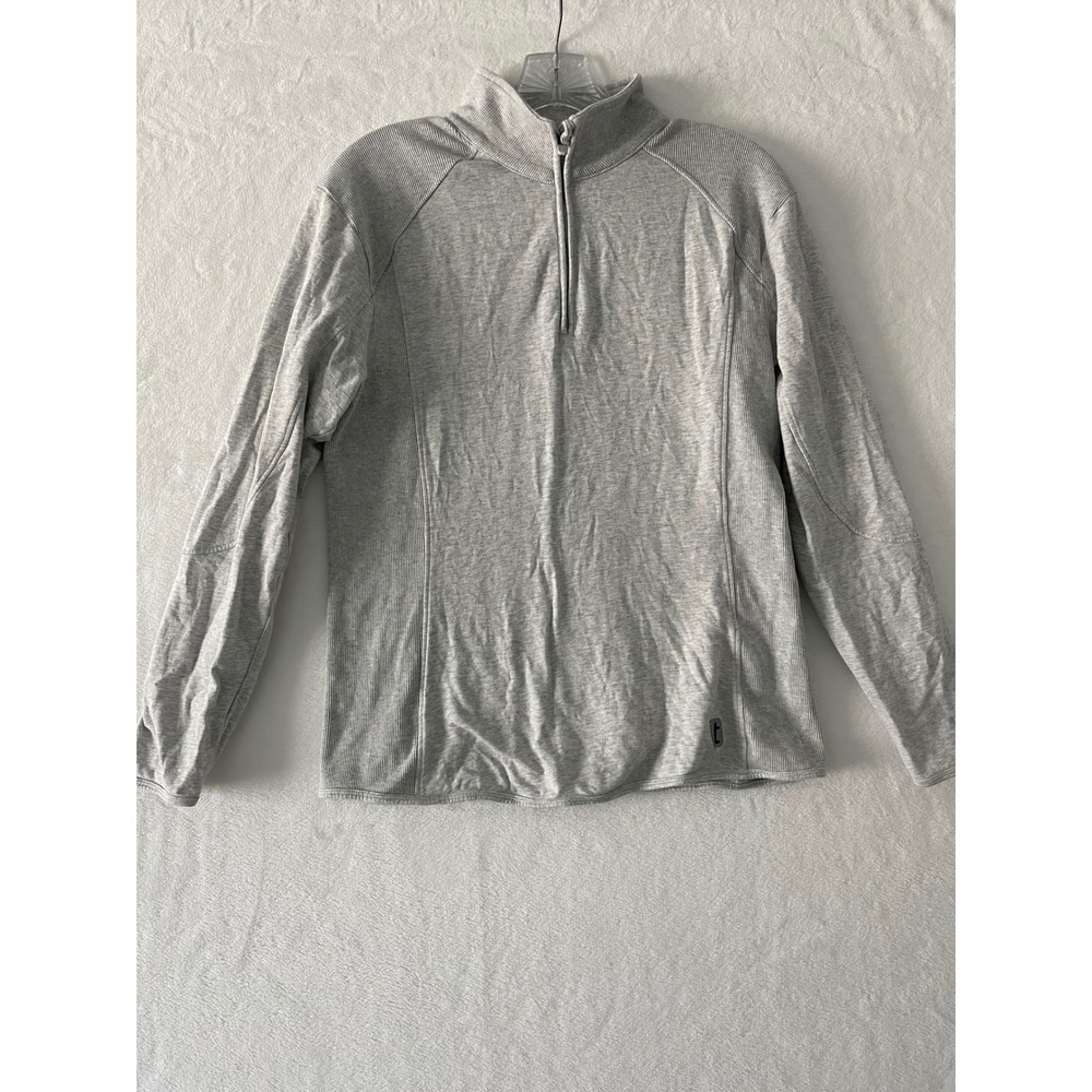 Tasc Performance Womens Sm Heather Gray Quarter Zip Ribbed Pullover Active Top